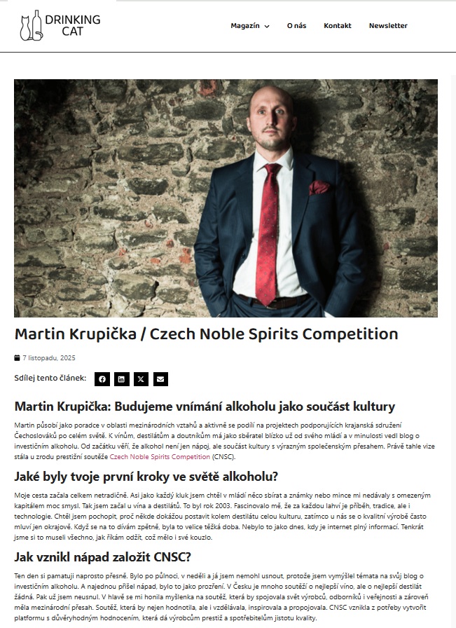 CNSC navazuje další dlouhodobé mediální partnerství – nově s Drinking Cat